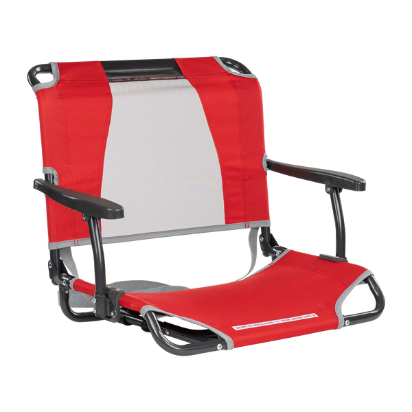 Compact Cushion Big Comfort Stadium Chair with Armrests - Choice 465 - Grandstand Cushion Seat with Secure Under-Bench Hooks - Red