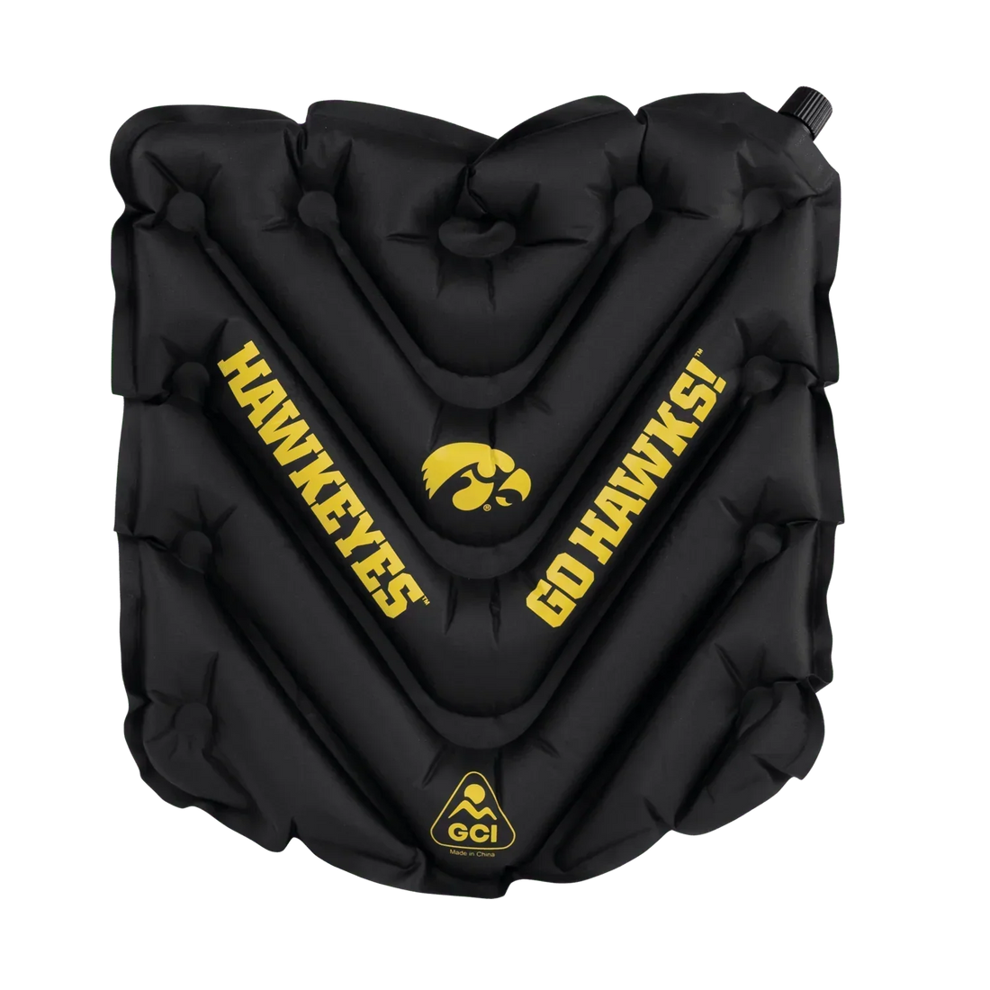 Ultra-Lightweight College V Seat Inflatable Stadium Cushion - Iowa Hawkeyes - Choice 157 - Grandstand Cushion Seat with Secure Under-Bench Hooks - Default Title