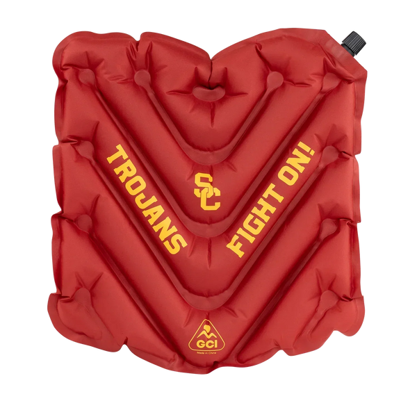 Ultra-Lightweight College V Seat Inflatable Stadium Cushion - USC Trojans - Choice 523 - Grandstand Cushion Seat with Secure Under-Bench Hooks - Default Title