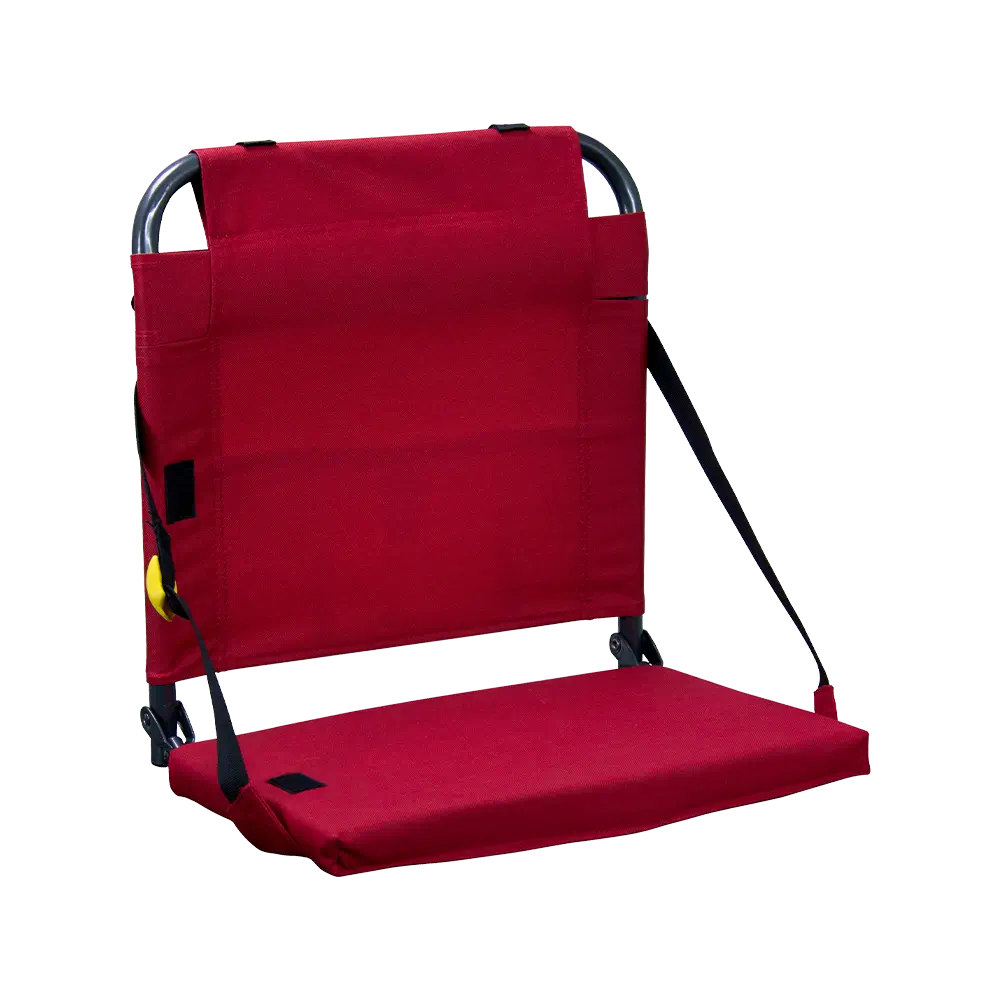 Ergonomic Back-Support BleacherBack - Choice 696 - Grandstand Cushion Seat with Secure Under-Bench Hooks - Red