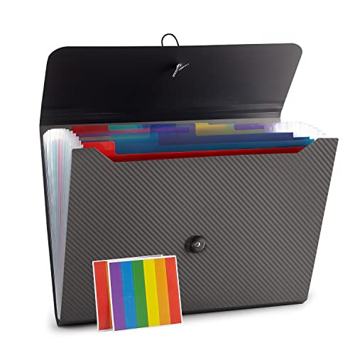 Nicfaec Expanding File Folder, File Organizer,13 Pockets, Grey, Essentials