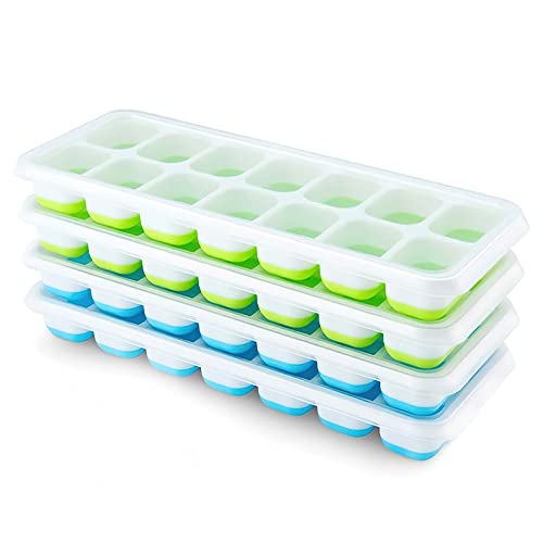 Classic Ice Cube Trays 4 Pack, Airabc Silicone with for Daily Use