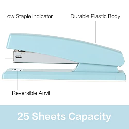 Eco-Friendly Deli Stapler, Desktop Staplers, 25 Sheet Capacity, Includes 1000 Staples for Daily Use