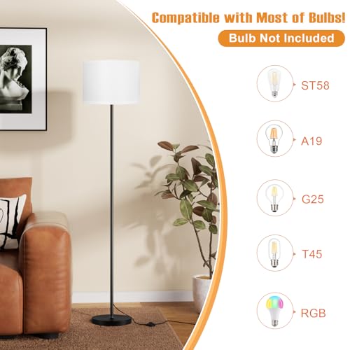 Minimalist Modern Floor Lamp Simple Design with White Shade, Foot Set