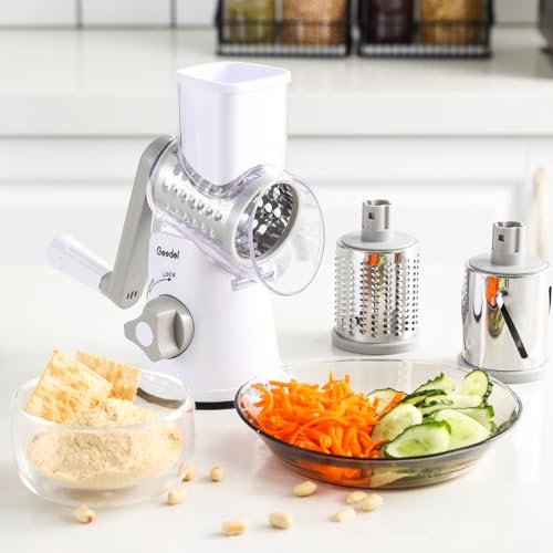 Geedel Rotary Cheese Grater, Kitchen Mandoline Vegetable Slicer Kit
