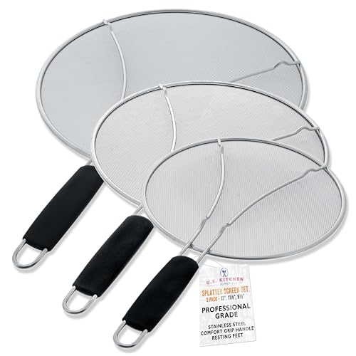 Smart Home U.S. Kitchen Supply 3-Piece Stainless Steel Splatter Guard Set Kit