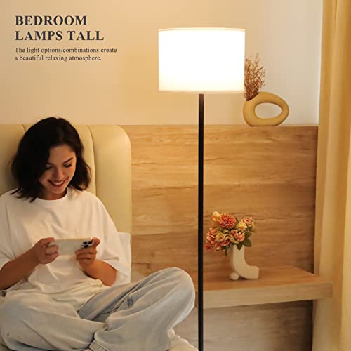 Minimalist Modern Floor Lamp Simple Design with White Shade, Foot Set