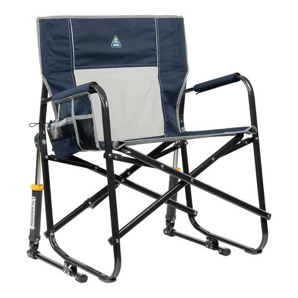 Premium All-Weather Freestyle Rocker XL - Choice 552 - Patented Spring-Action Rocking Chair for Camping - Indigo