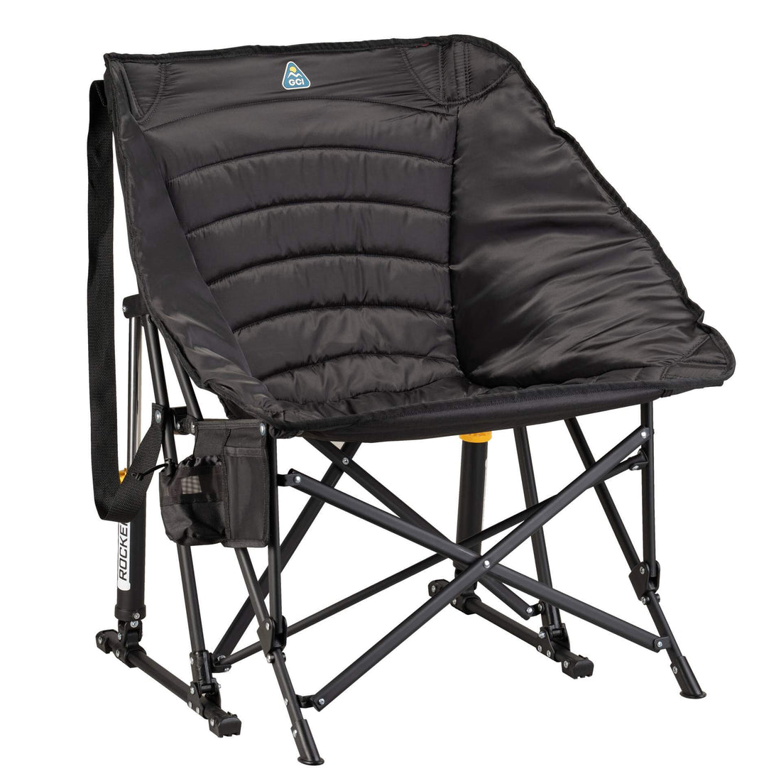 Heavy-Duty Freestyle Puff Rocker - Choice 731 - Patented Spring-Action Rocking Chair for Camping - Black