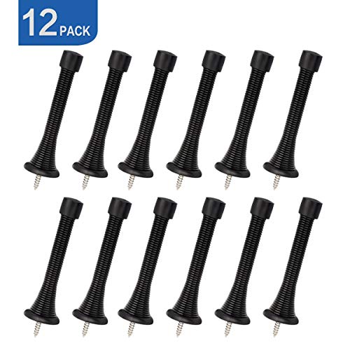 Classic HOMOTEK 12 Pack Black Spring Door Stops,3-1/8" Set