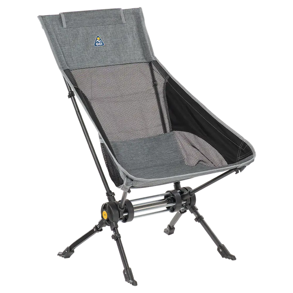 Smooth Motion ComPack Rocker - Choice 980 - Heavy-Duty Kickback Rocker with Beverage Holder - Heathered Pewter