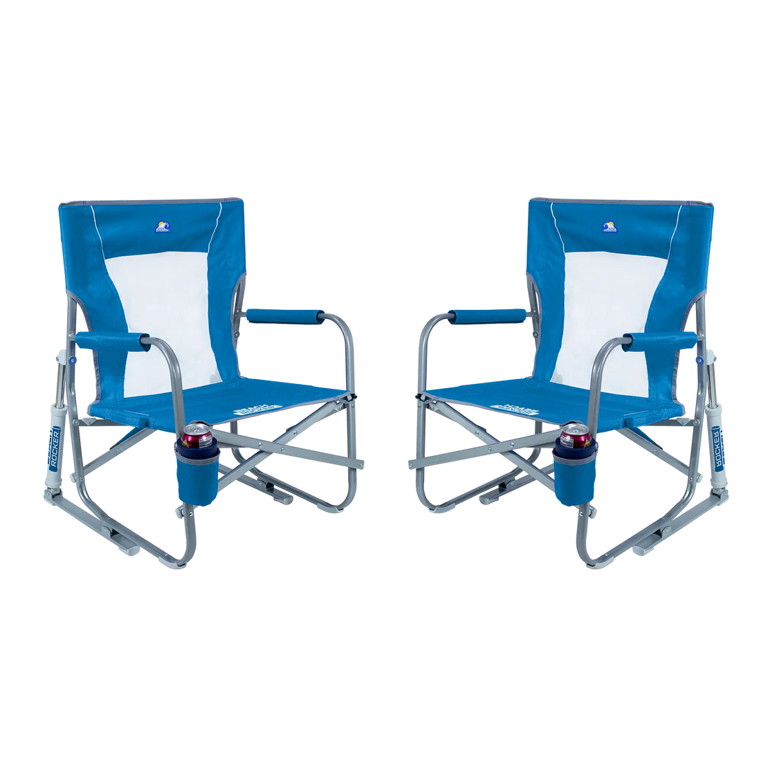 Heavy-Duty Freestyle Beach Rocker Bundle - Choice 773 - RoadTrip Rocker Smooth Motion Camp Chair - Saybrook Blue