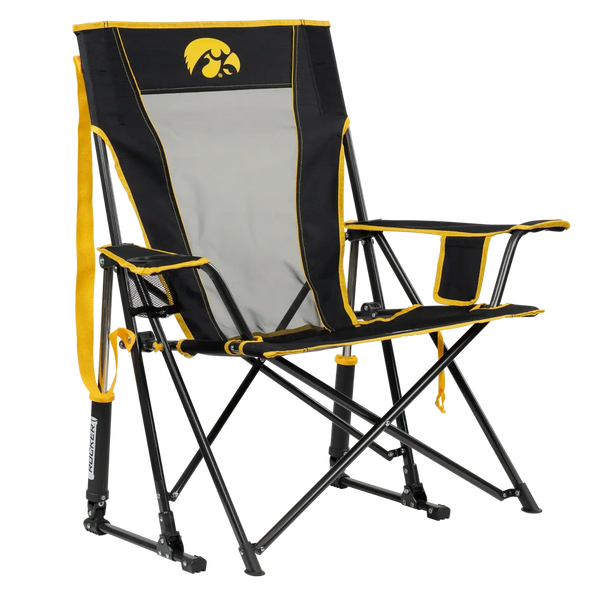 Luxury Camp College Comfort Pro Rocker - Iowa Hawkeyes - Choice 249 - Heavy-Duty Kickback Rocker with Beverage Holder - Default Title