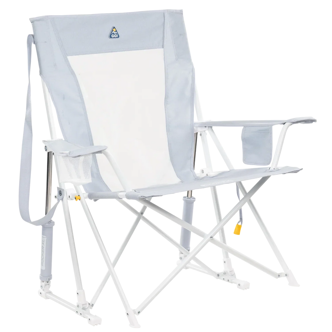 Patented Spring-Action Comfort Pro Rocker XL - Choice 107 - RoadTrip Rocker Smooth Motion Camp Chair - Heathered Light Blue