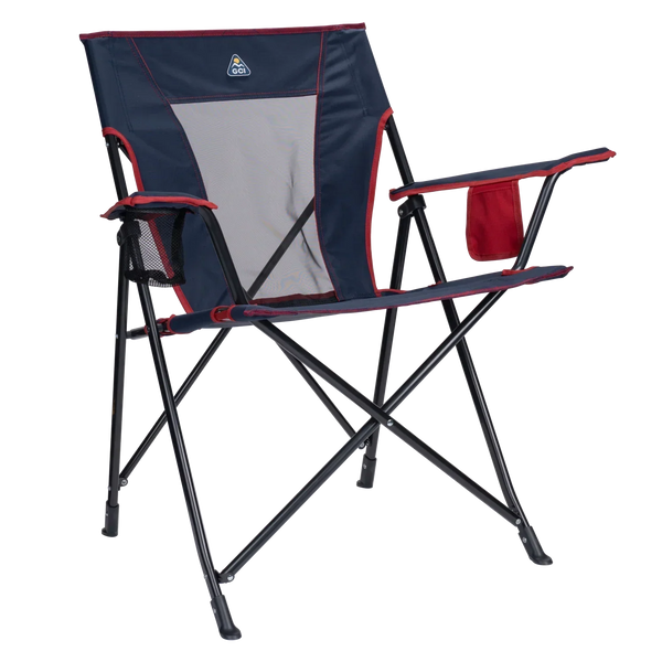 Micro-Folding Comfort Quad Chair - Choice 989 - Ultra-Lightweight Telescoping PackSeat Travel Stool - Indigo/Red